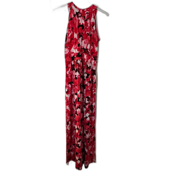 Calvin Klein Red and Black  Watercolor Halter Style High Neck Maxi Dress - Picture 7 of 7